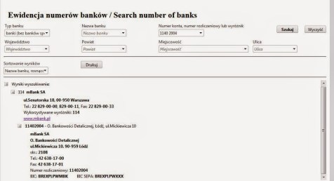 На приведенном ниже снимке экрана показано, как я нашел mBank после того же платежного номера: